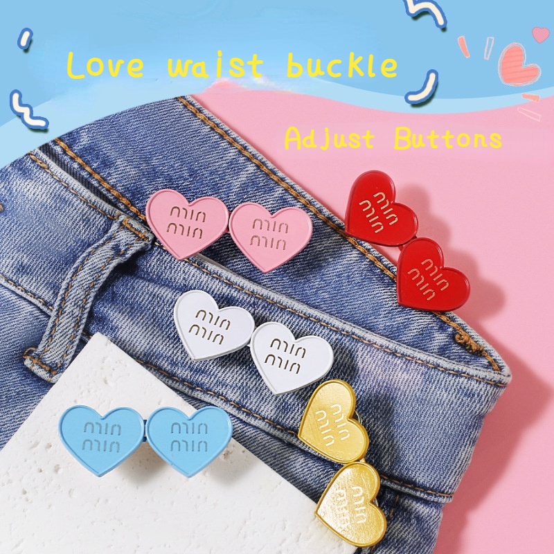 Mode Colorful Heart Waist Buckle Detachable Fixed Snap Button Pengencang Pinggang Celana Menyesuaikan Tombol