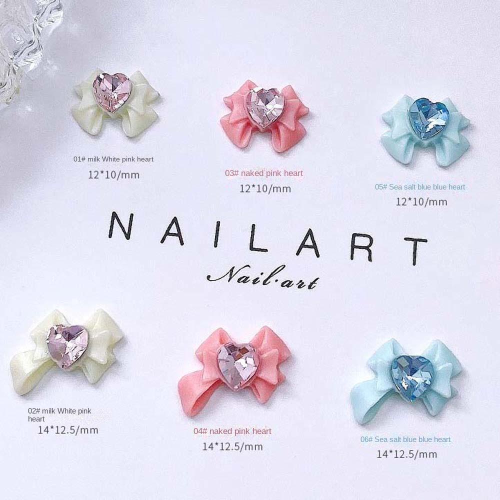 Diy Nail Accessories Heart Bow Nail Charms Ikatan Simpul Hiasan Kuku, DIY Nail Accessories Heart Bow Nail Charms Ikatan Simpul Hiasan Kuku, Manikur Bahan Perlengkapan Kuku Resin