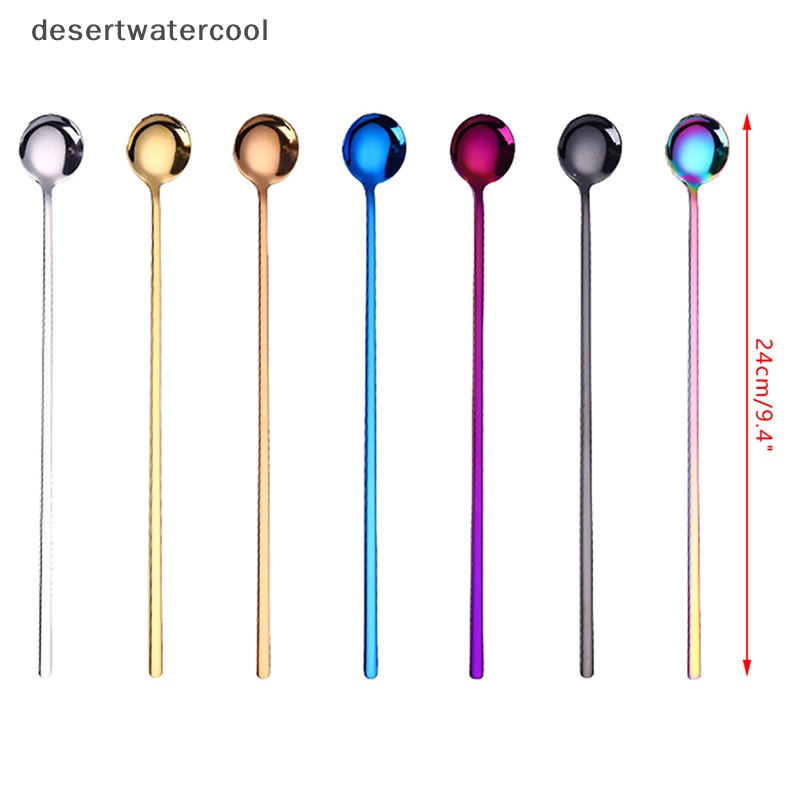Deid Sendok Aduk Kopi Teh Warna Hujan Gagang Panjang Ice Cream Dessert Spoons Martijn