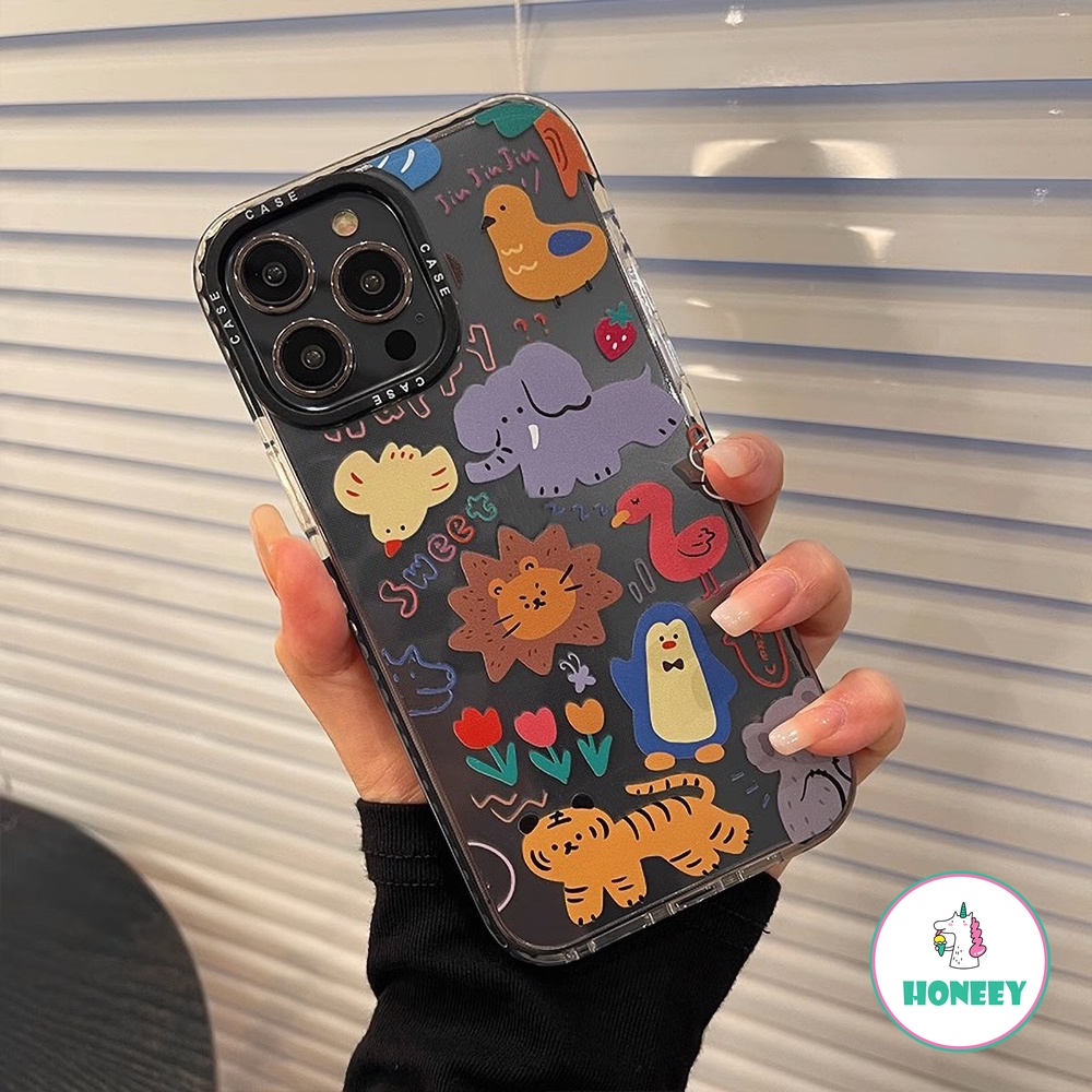 IPHONE Lucu Kartun Hewan Bunny Bear Babi Anjing Monyet Ponsel Case Kompatibel Untuk Iphone14 13 11 12 Pro Max Anti-drop Lembut Penutup Belakang