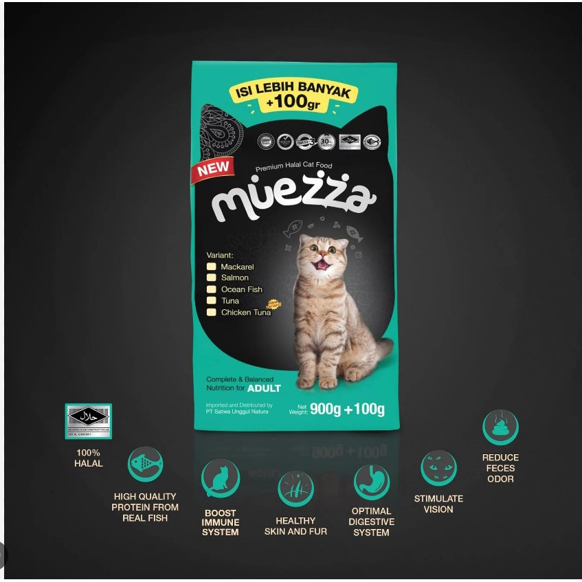 Muezza Adult 1kg Makanan Kucing Kering Halal