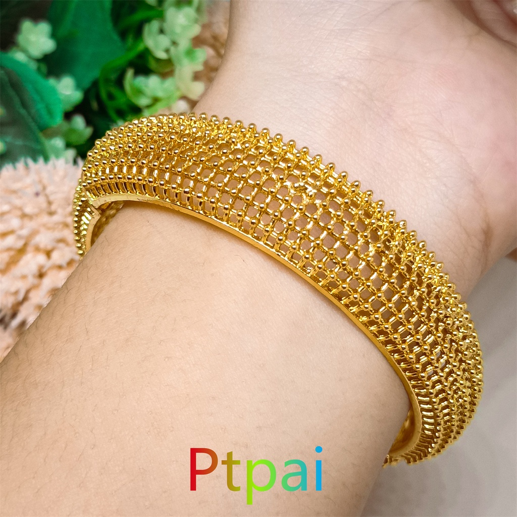 Gelang Keroncong Kendari Dewasa Perhiasan Lapis Emas 24k Gold Bangle Terbaru Import Mirip Emas Asli 