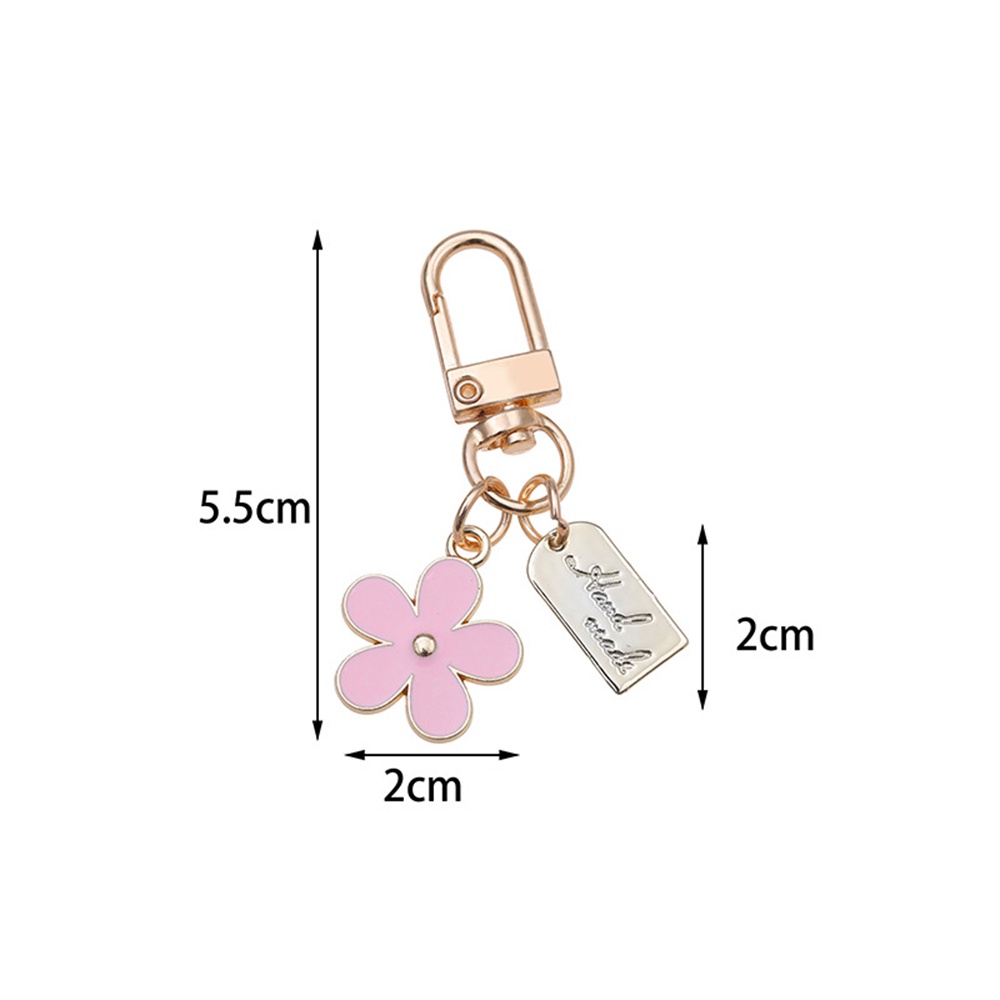 Enamel Manis Bunga Gantungan Kunci Fashion Tag Logam Gantungan Kunci Earphone Case Liontin Pesona Tas Ornamen Aksesoris Mobil Keyholder