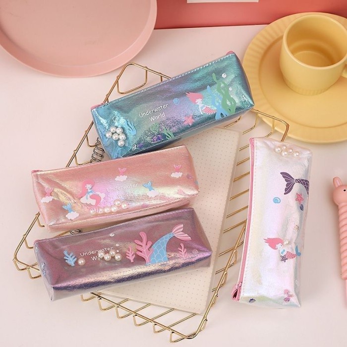 

Tempat Pensil Kotak Tepak Mermaid Anak Perempuan Alat Tulis Glitter