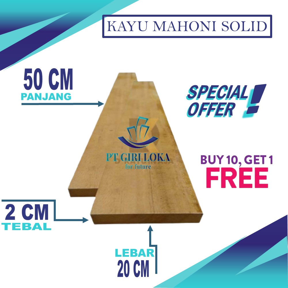 Ambalan Dinding Papan Kayu Hambalan Rak Tempel Mahoni Meranti Oven panjang 50cm Lebar 20cm Tebal 2cm