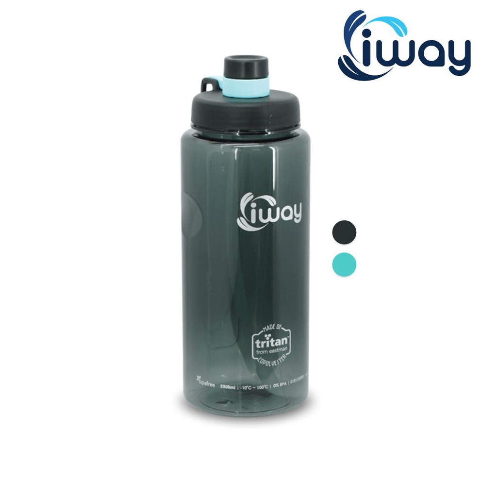 IWAY Botol Minum Tritan With Handle (2000ML), EPLAS, Water Tumbler, Botol Air, FREE STRAW IGS-2000