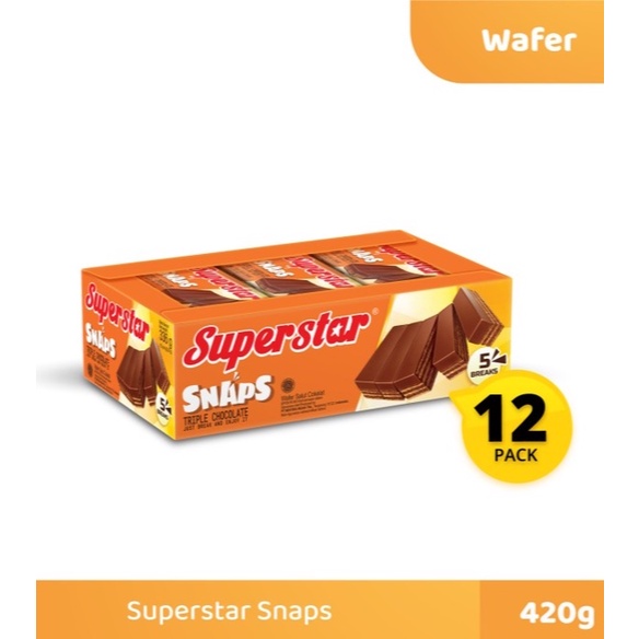 

Wafer Cokelat Superstar Snaps 12 Pcs x @28gr ORIGINAL