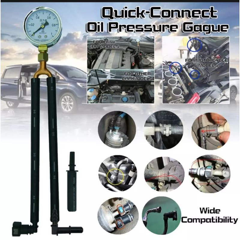 khusus MOBIL. |fuel pump Tester Alat ukur tekanan pompa bensin Fuelpump | fuel pressure gauge