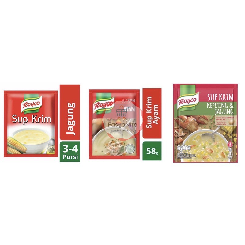 

Royco Sup Krim Ayam, Sup Krim Jagung, Sup Krim Kepiting Jagung 58gr