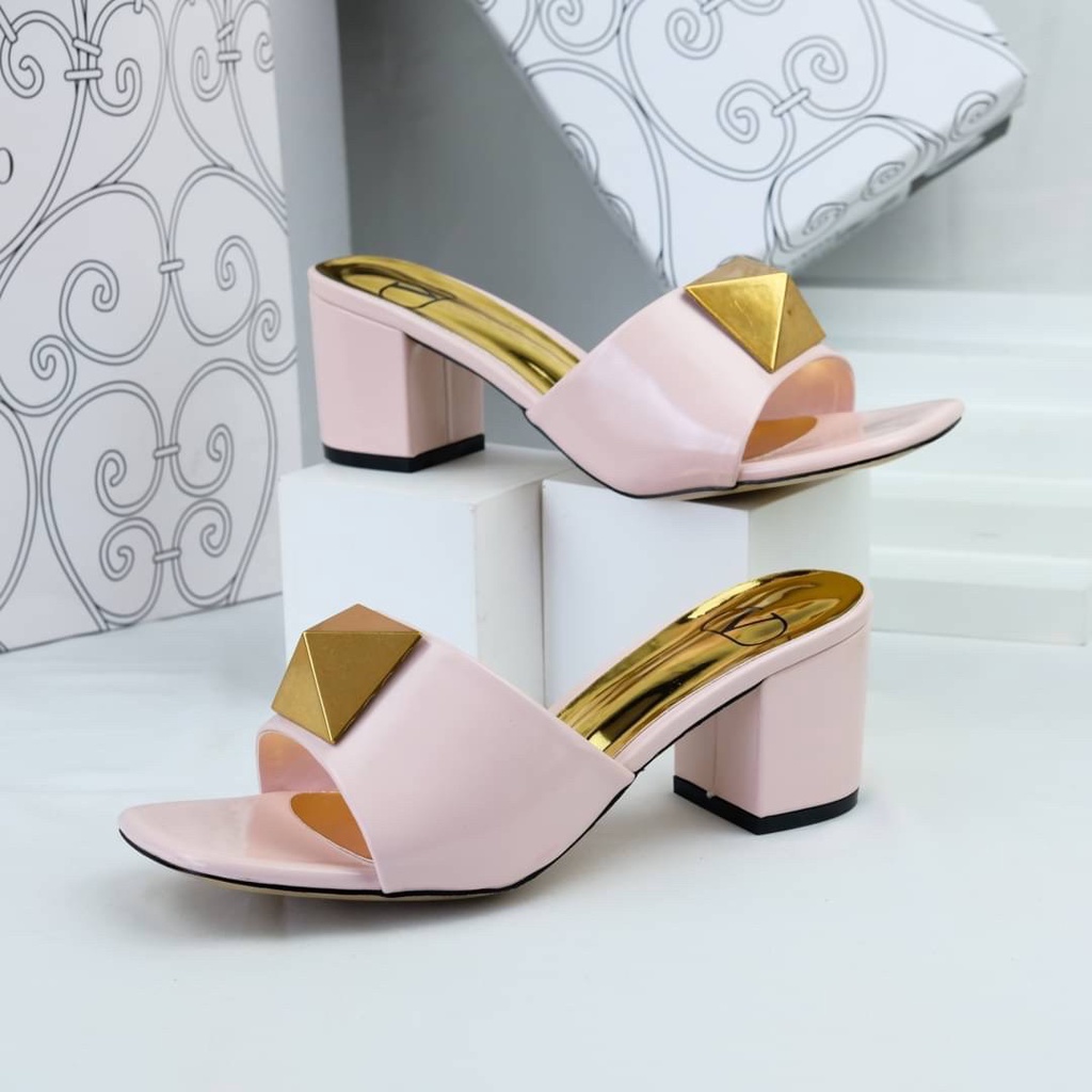 Sendal Wanita Vg Aksen Gold High Heels Sandal Vgs004