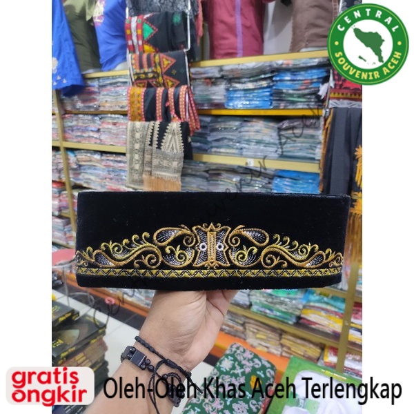 Peci | songkok bordir khas Aceh | kupiah bordir emas khas aceh