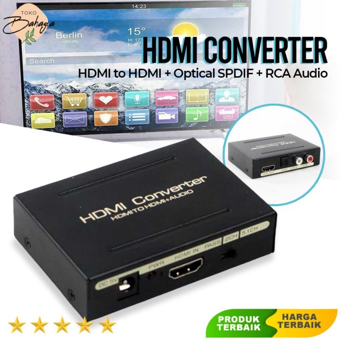 Audio Splitter HDMI to HDMI + Optical SPDIF + RCA Extractor Converter