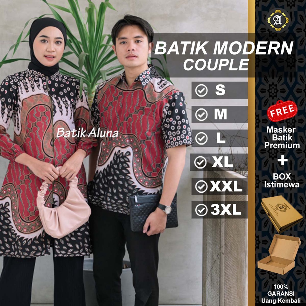 Baju Batik Couple Pasangan Dress Set Modern Motif Kebaya Tunik Anak Available Wanita Men Atasan Sari