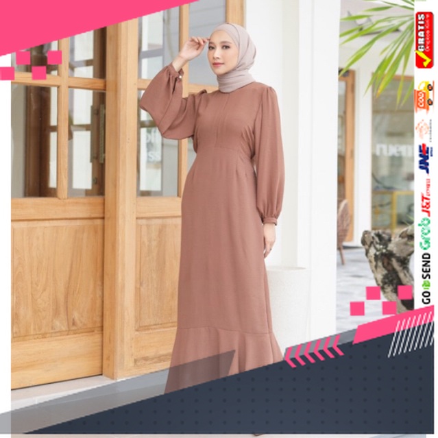 BAJU GAMIS MODEL BARU TERMURAH STYLE TRENDY /Nadiraa Hijab Darlena Allsize/Dress Airflow Crinkle