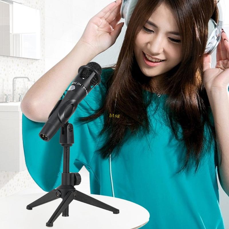 Btsg Adjustable Mic Clip Tripod Portable Mike- Phone Stand Meja Bracket Holder