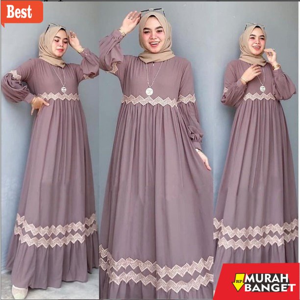 Tren baju lebaran wanita 2023- Kimiko Lace Dress Dress wanita gamis Dewasa Gamis dewasa Model terbar