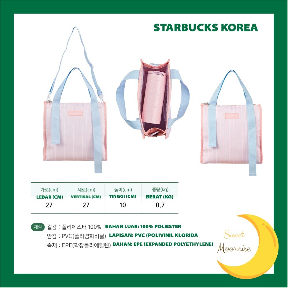 [READY NEW] Starbucks Korea Spring Sakura Edition Cherry Blossom Pink Stripe Cooling Bag
