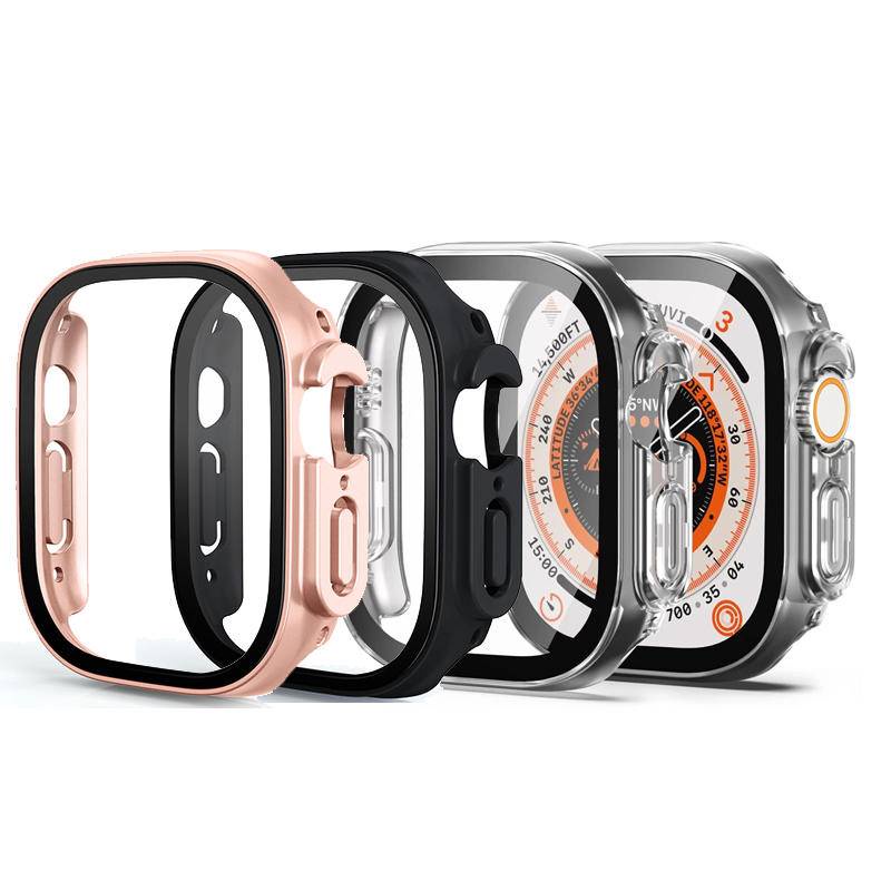 Hard PC Case Tempered Glass Pelindung Layar Cover Pelindung Untuk Apple Watch Ultra 49mm