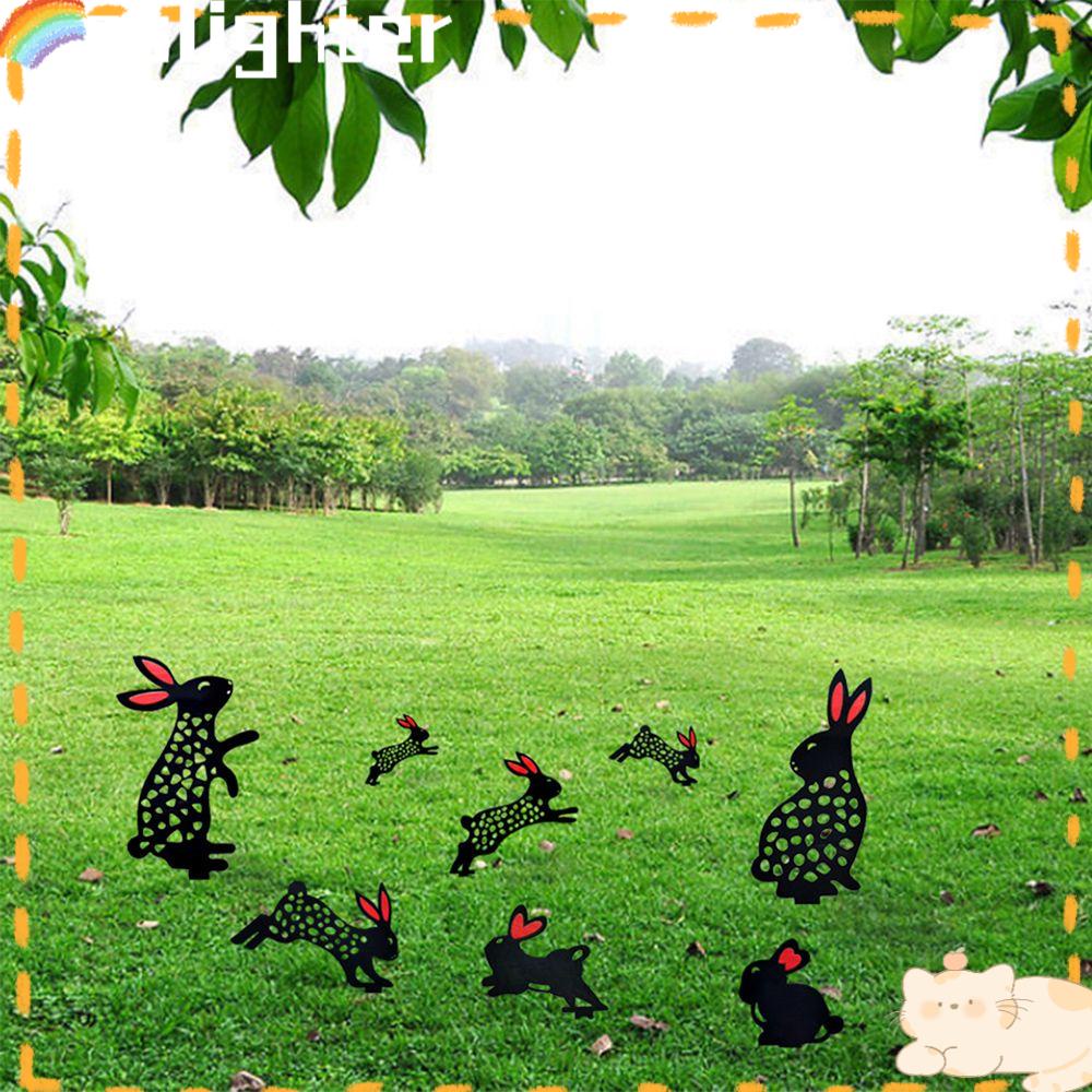 Solighter Rabbit Yard Art Dekorasi Halaman Belakang Akrilik Rabbit Art Berongga Keluar Easter Bunny