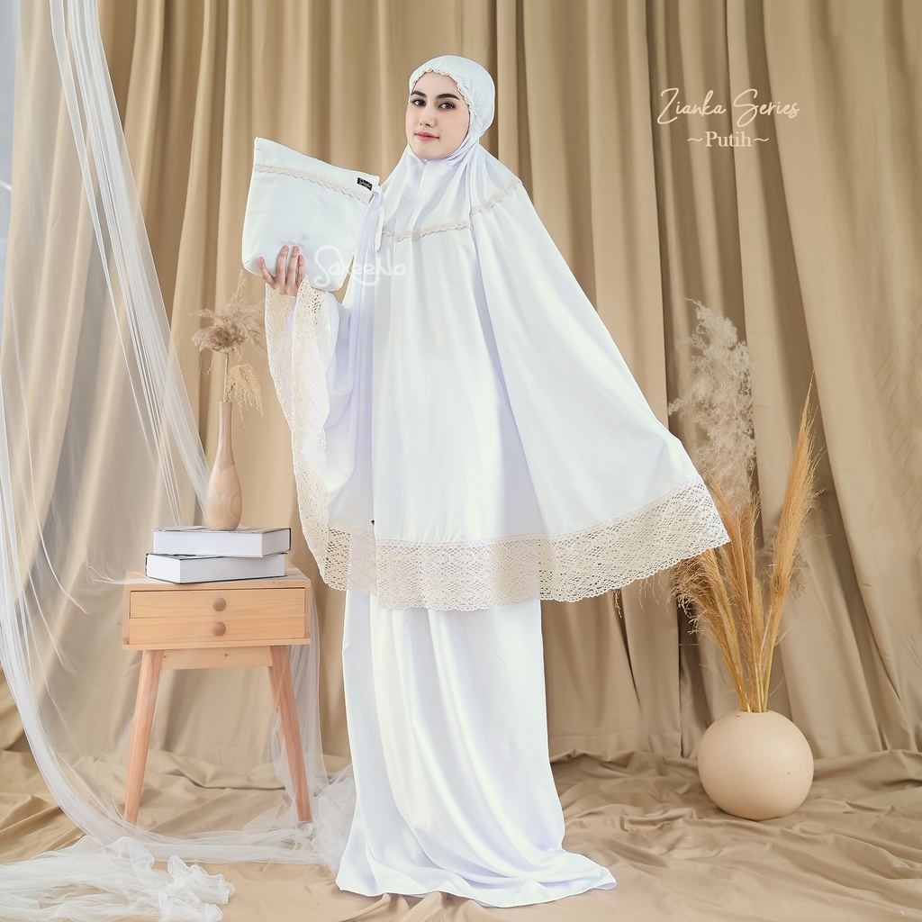 [New Arrival] Mukenah Lebaran Mukena Zianka Series Traveling Sakeena Dewasa Katun Renda Free Ongkir 