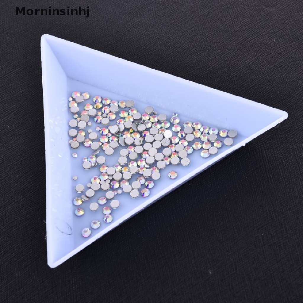 Mornin 10Pcs Tray Piring Segitiga Berlian Imitasi Holder DIY Dekorasi Nail Art Dotg Tool id