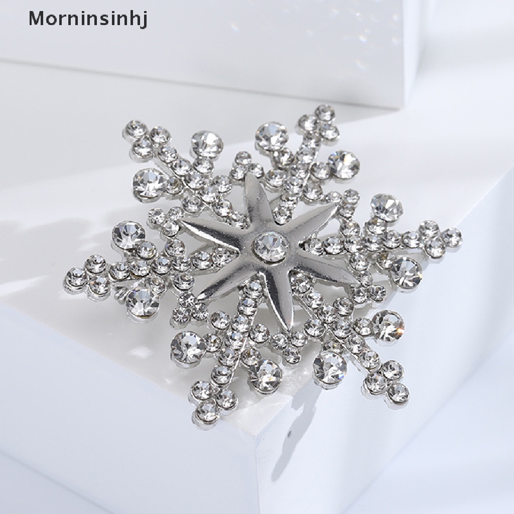 Mornin Fashion Pin Menawan Kristal Berlian Imitasi Bros Natal Snowflake Bros Natal Bros Hadiah id