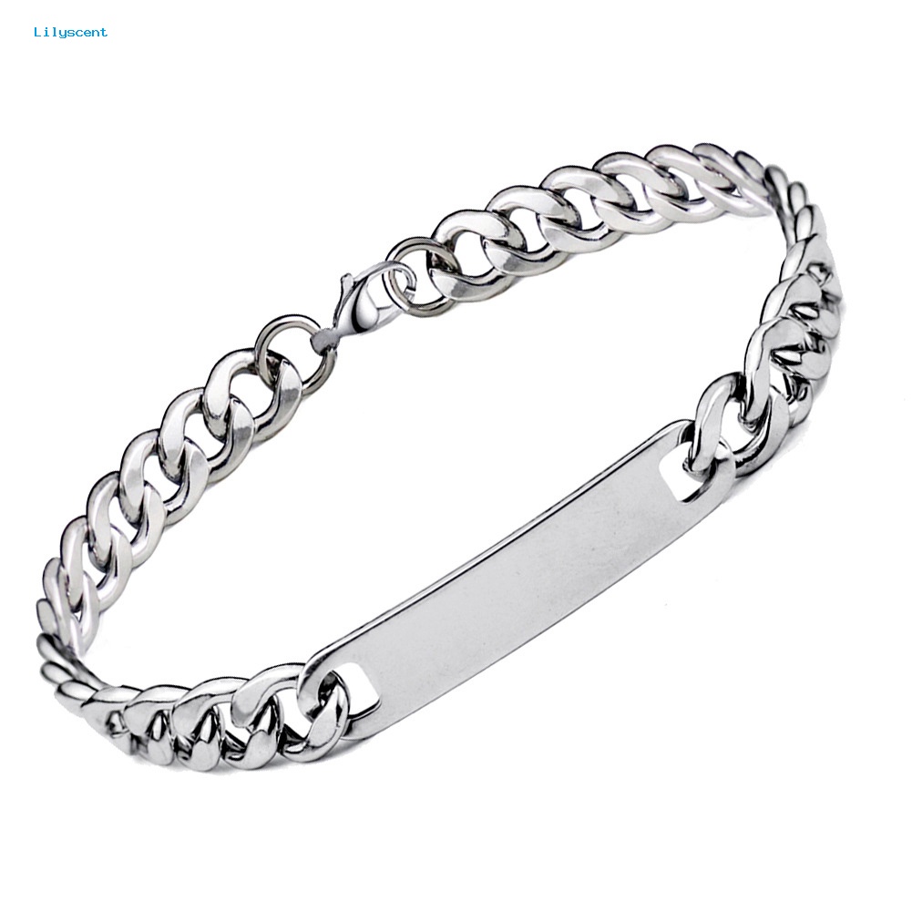 Lilyscent Pria Fashion Mirrored Stainless Steel Rantai Gelang Bangle Pesta Perhiasan Hadiah