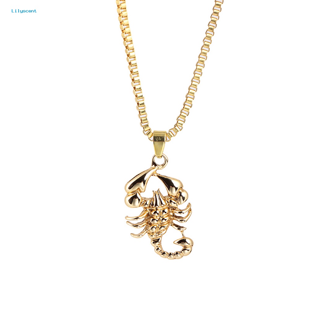 Lilyscent Fashion Pria Golden Scorpion Pendant Hip-hop Rantai Kalung Pesta Club Hadiah