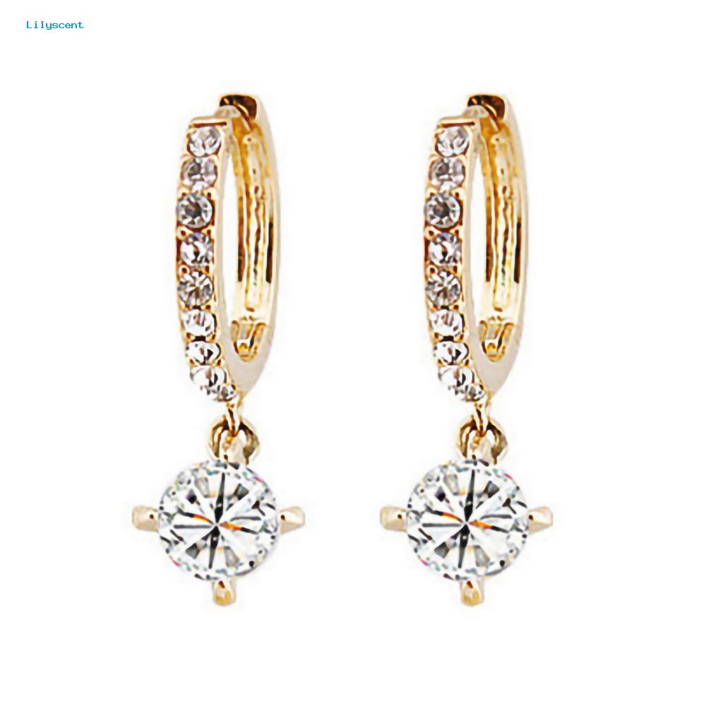 Lilyscent Alloy Earrings Untuk Tanggal Indah Anting Kristal Imitasi Menjuntai