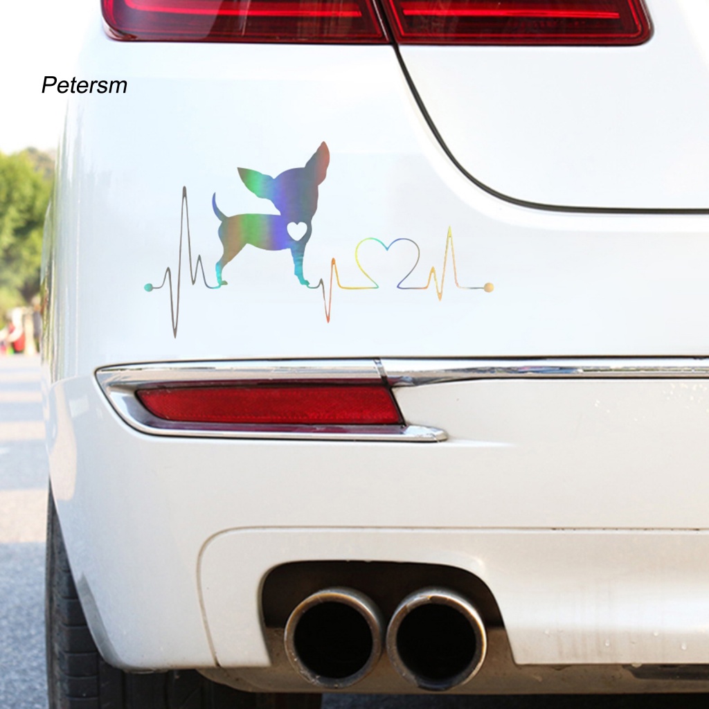 Pp Stiker Mobil Anti Air Untuk Laptop Anjing Detak Jantung Reflektif Mobil Decal Adorable