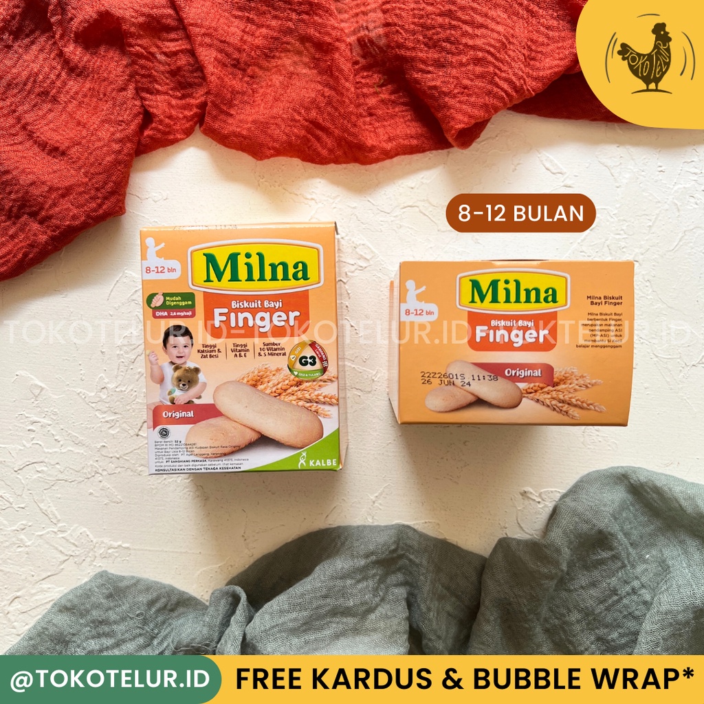 MILNA - FINGERS Biscuit Original | Biskuit Cemilan Bayi Sehat (8-12 Bulan) Mudah Digenggam