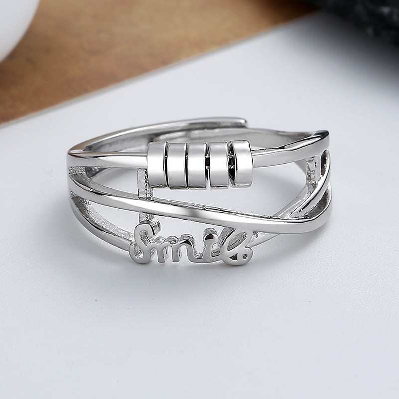 Fashion Temperamen Multi Layer Cross Finger Ring/Smart Transfer Bead Open Ring/Dekompresi Tumpuk Perhiasan Aksesoris