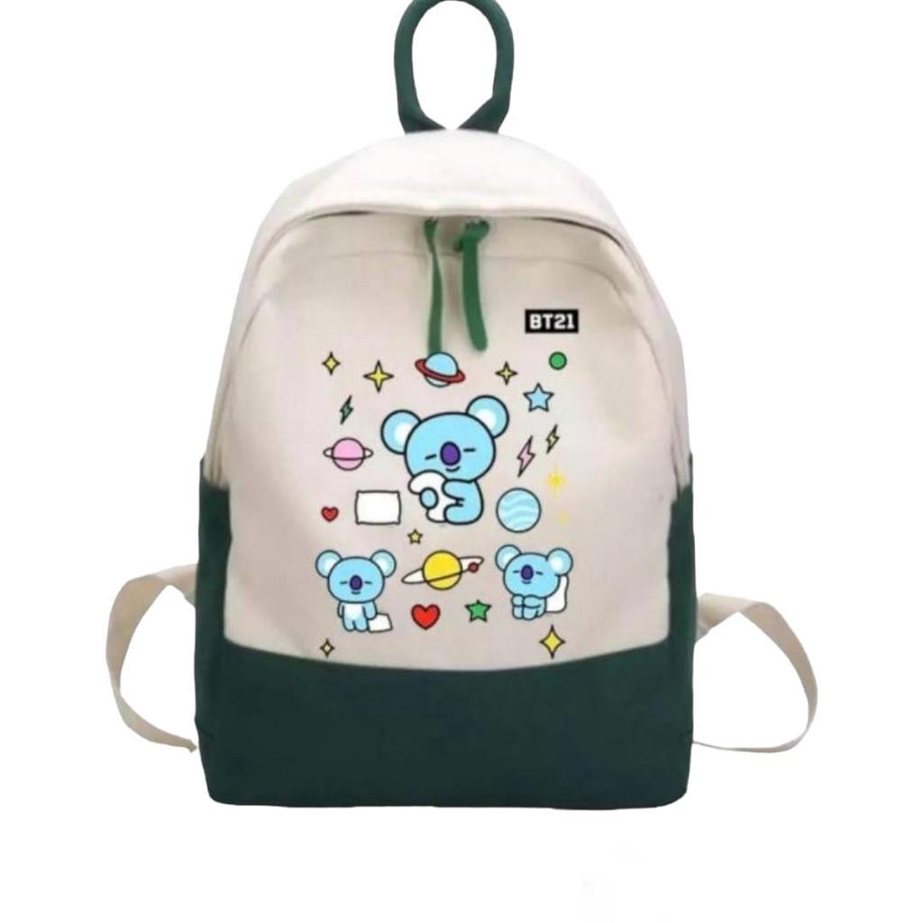 LS 542. Ransel BT Colour Printing Tas Punggung Backpack Karakter Lucu Anak Sekolah Korean Style