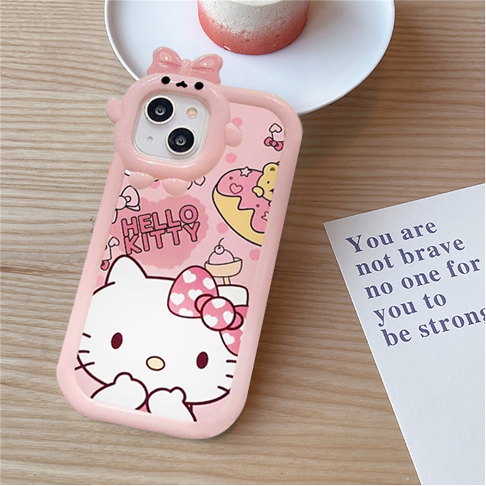 Realme C55 C35 C33 C30 C31 C21Y C25Y Realme 10 9i 8i C12 C11 C20 C17 C15 C25 C3 5i 6i 7i 5 C2 Narzo 50A Prime Cute Hello Kitty Cat Pachacco Dog Bow Little Monster Lens Case BY