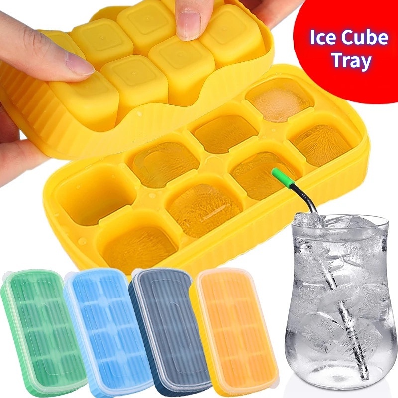 [Unggulan] Cetakan Pembuat Es Batu Kopi Bir Mudah-Demoulding Jelly Cheese Tray Ice Cream Coklat DIY Cetakan Icy Cube Freezing Box Dengan Tutup Untuk Dapur Pub Minuman Shop