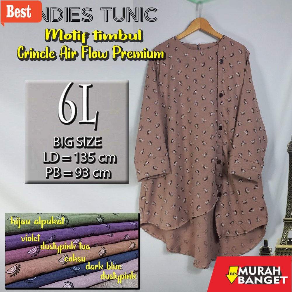 Tunik jumbo terbaru untuk wanita- Terbaru 2002 Tunik JUMBO murah - LD 135 Super big size - Crincle A