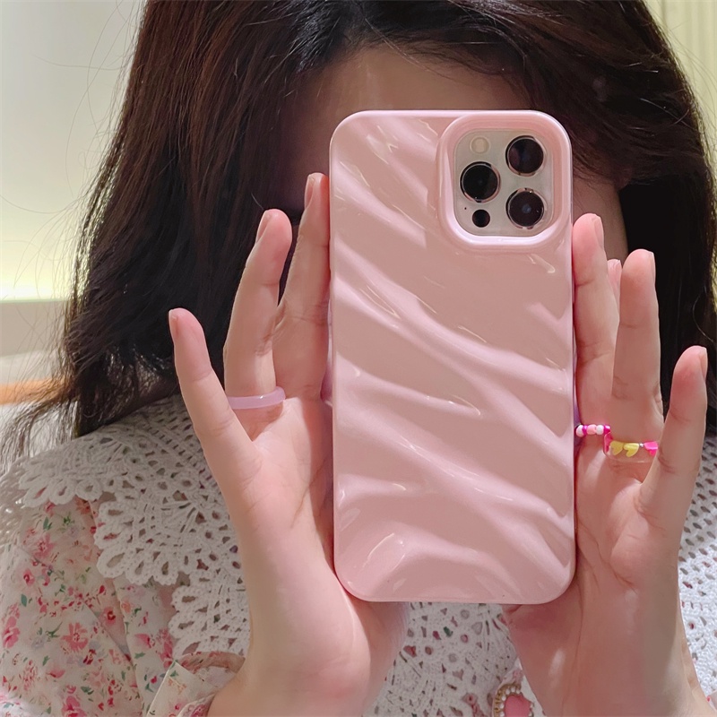 Casing Ponsel Warna Pink Terang Untuk Case Pelindung Bijian Gradiasi14 13 12 11 Pro Max 14Plus