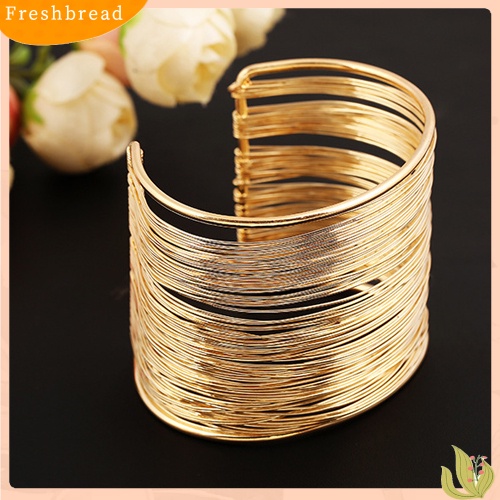 &lt; Freshbread &gt; Fashion Wanita Multilayer Metal Wires Strings Open Bangle Lebar Manset Gelang