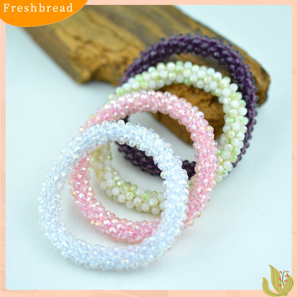 &lt; Freshbread &gt; Berlian Imitasi Mengkilap Elastis Gelang Bangle Tali Rambut Hairband Nepal Wanita Perhiasan