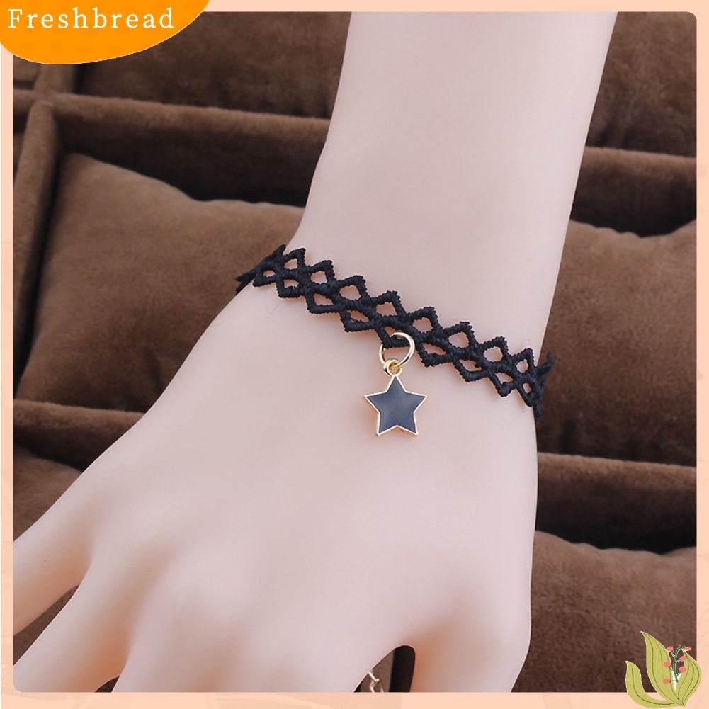 &lt; Freshbread &gt; Wanita Gothic Vintage Liontin Bintang Berongga Renda Pesona Gelang Bangle Hadiah