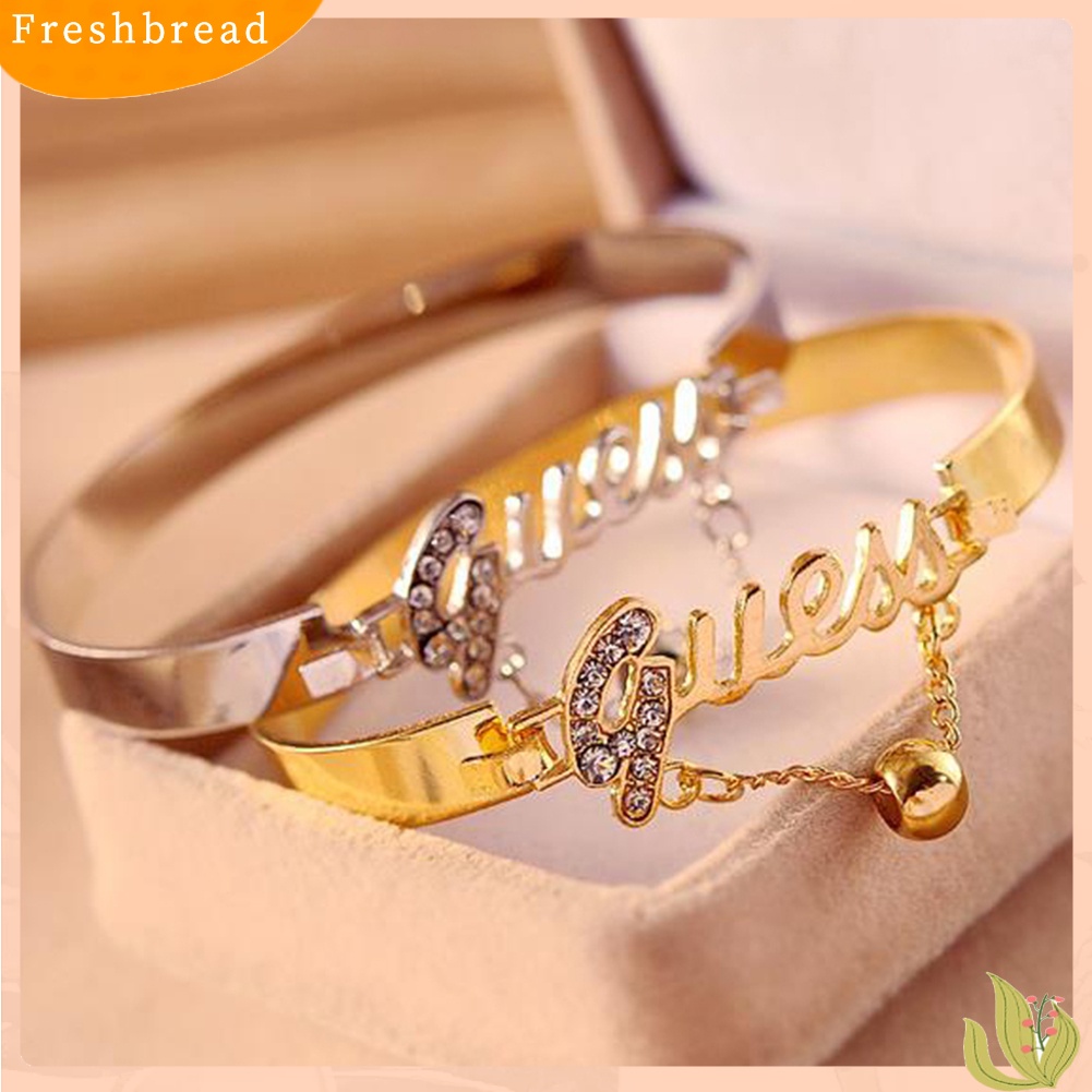 &lt; Freshbread &gt; Huruf Elegan Berlian Imitasi Mengkilap Manik Liontin Bangle Wanita Gelang Hadiah