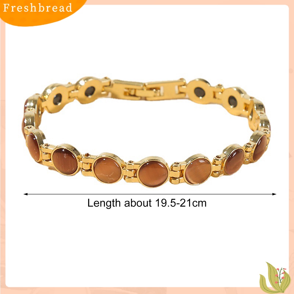 &lt; Freshbread &gt; ic Gelang Terapi Berlapis Emas Menghilangkan Kelelahan Perhiasan Fashion Batu Mata Kucing Mengkilap Bangle Kuat Untuk Kehidupan Sehari-Hari