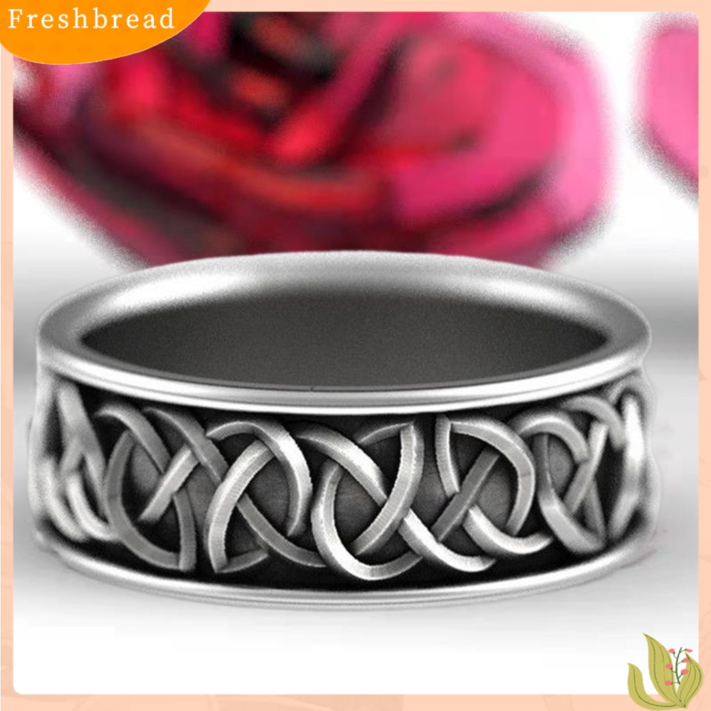 &lt; Freshbread &gt; Cincin Jari Gaya Retro Pola Halus Elektroplating Geometris Tahan Luntur Dekorasi Barang Fashion Nordic Mitologi Serigala Raksasa Pria Cincin Perhiasan Aksesori