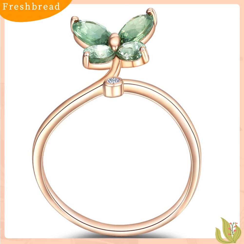 &lt; Freshbread &gt; Elegan Pernikahan Wanita Kupu-Kupu Marquise Cut Berlian Imitasi Jari Cincin Perhiasan Hadiah