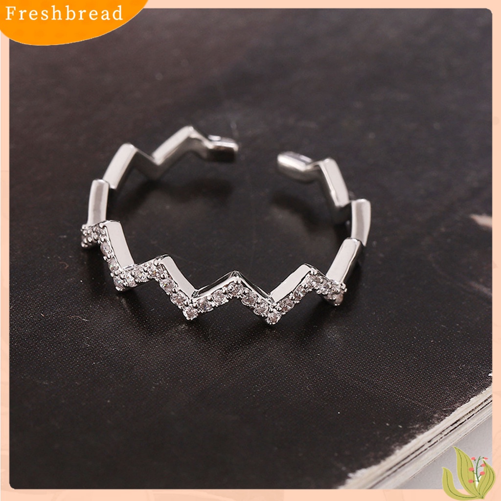 &lt; Freshbread &gt; Cincin Menawan Cincin Jari Bentuk Gelombang Adjustable Bahan Alloy All-match Untuk Harian