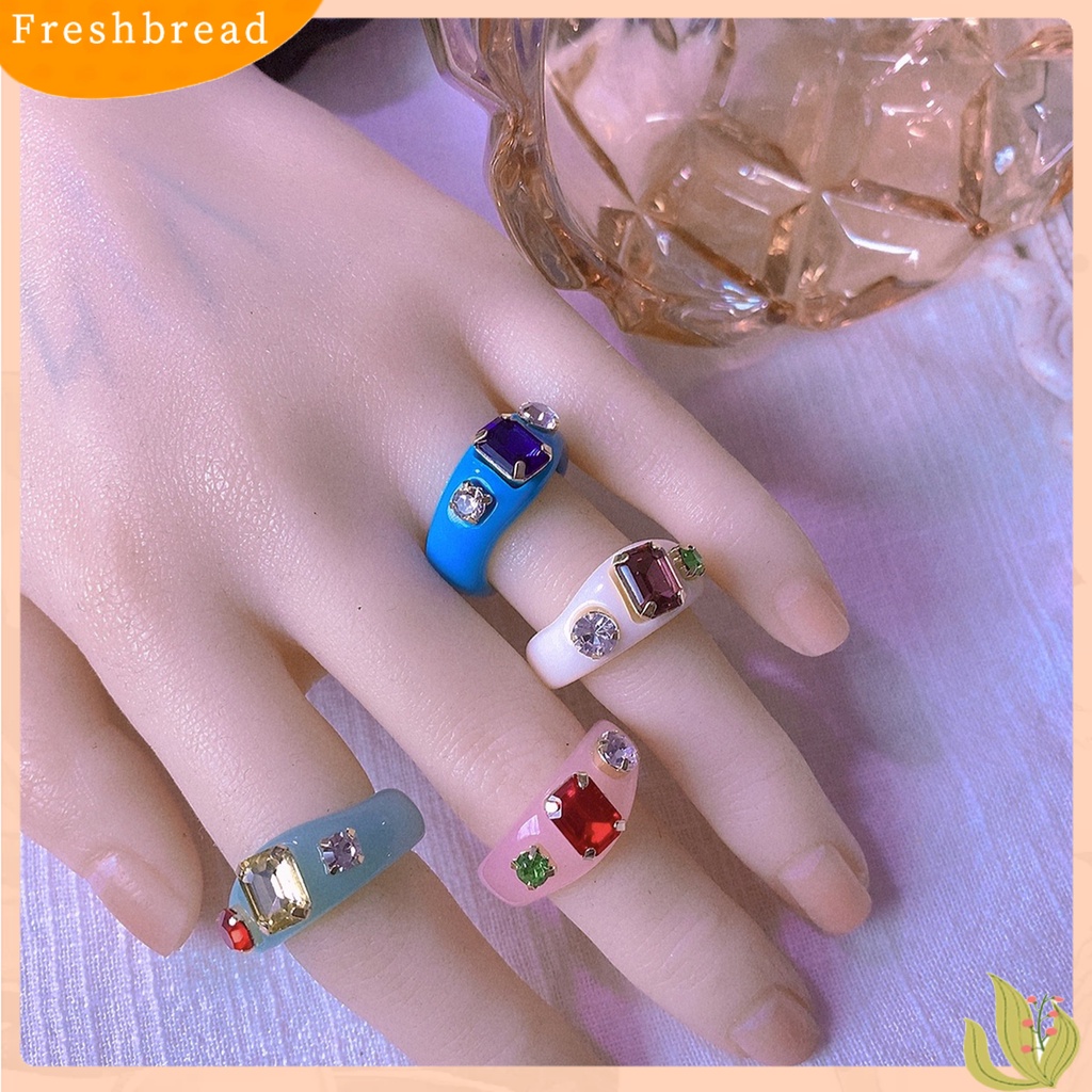 &lt; Freshbread &gt; 1set Cincin Simple Ramah Kulit Tidak Lecet Akrilik Semua Cocok Berlian Imitasi Cincin Jari Untuk Pakaian Sehari-Hari