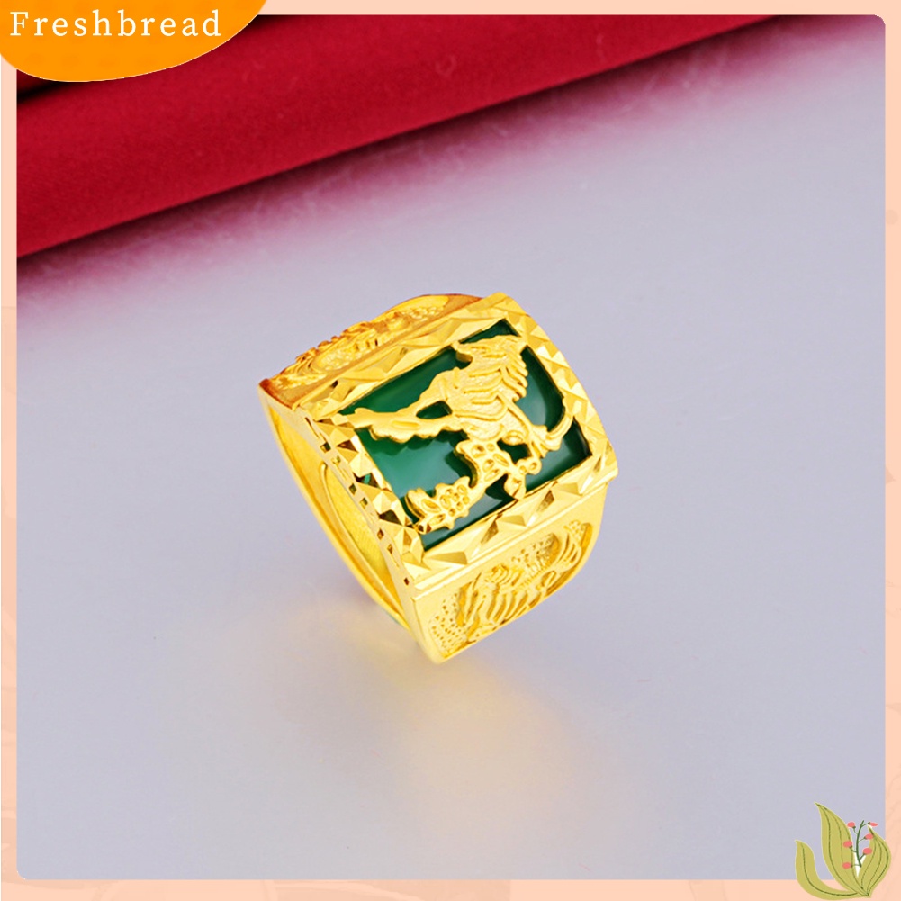 &lt; Freshbread &gt; Fashion Pria Berlapis Emas Kuda Diukir Lebar Band Terbuka Jari Cincin Perhiasan Pesta