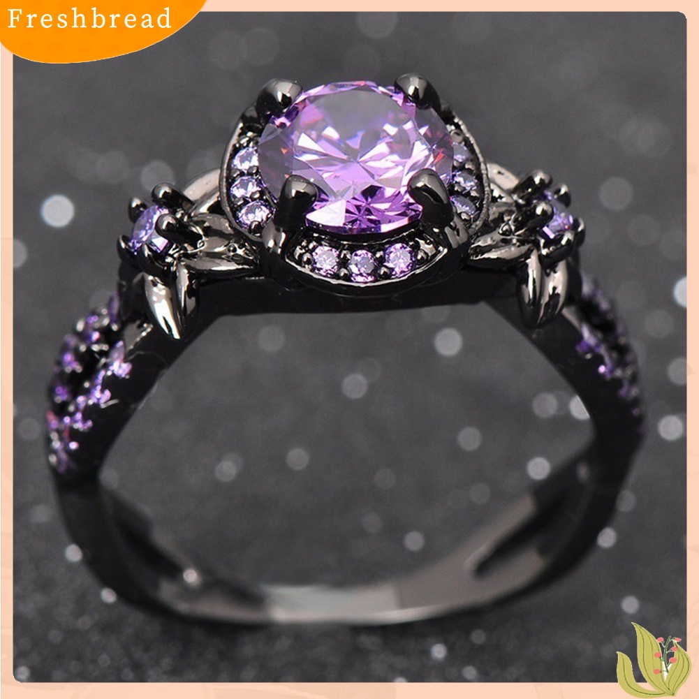 &lt; Freshbread &gt; Wanita Elegan Imitasi Amethyst Bertatahkan Jari Cincin Pernikahan Pertunangan Perhiasan Hadiah