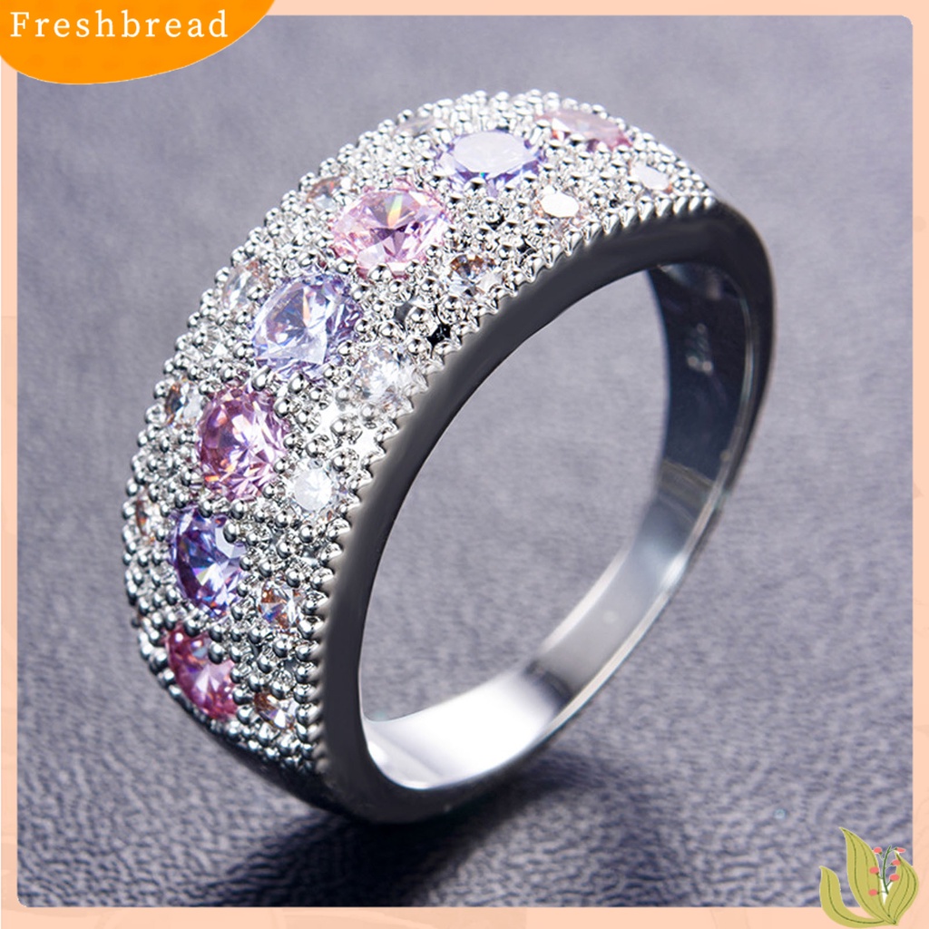 &lt; Freshbread &gt; Paduan Wanita Cincin Electroplating Hias Kristal Imitasi Jari Cincin Perhiasan Aksesoris