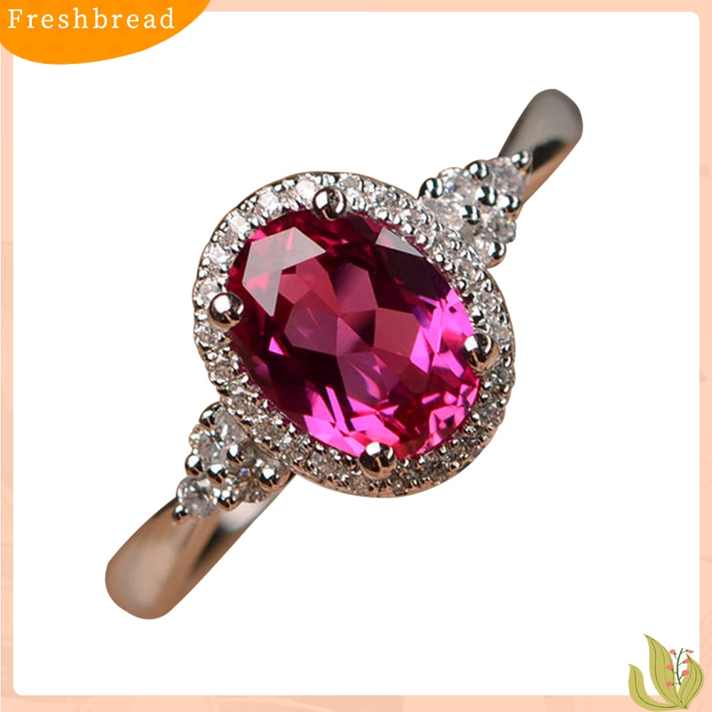 &lt; Freshbread &gt; Fashion Wanita Oval Cubic Zirconia Jari Cincin Pernikahan Pertunangan Perhiasan Hadiah